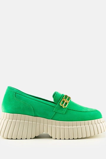 Groene suède veterschoenen Karino