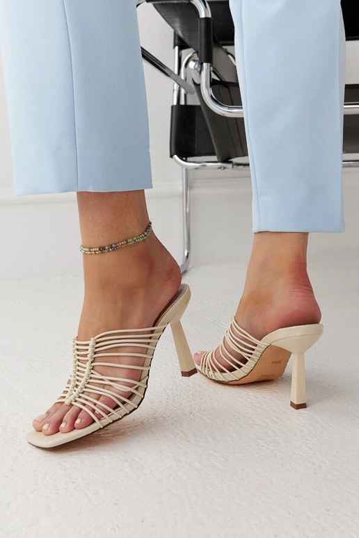 Mules à talons hauts Borna beige clair