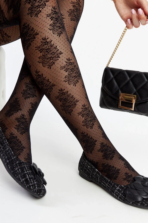 Schwarze Ballerinas mit dekorativer...