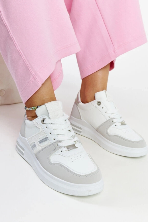 Weiße und graue Plateau-Sneakers Negisti