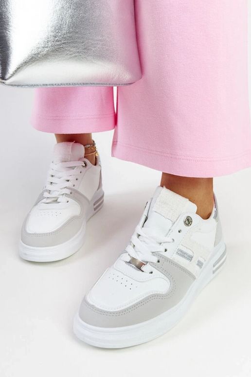 Weiße und graue Plateau-Sneakers Negisti