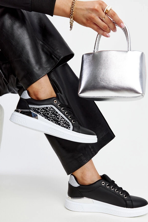 Sorte glitter platform sneakers Fekete