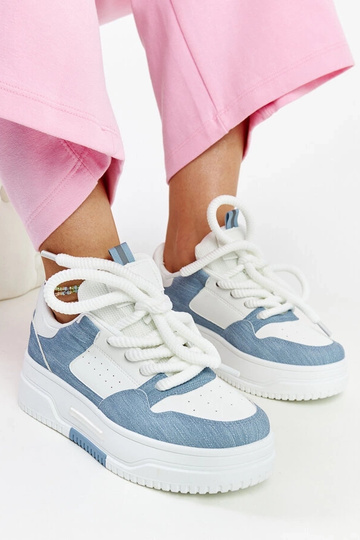 Weiß-blaue Sneakers auf Plattform Szekeres