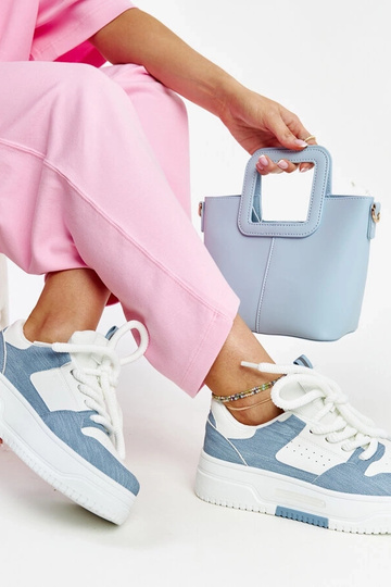 Sneakers blanc-bleu à plateforme Szekeres 2