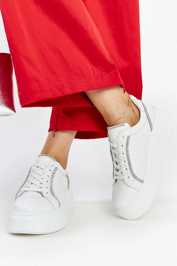 Weiße Leder-Sneaker mit Zirkonien Karino 2