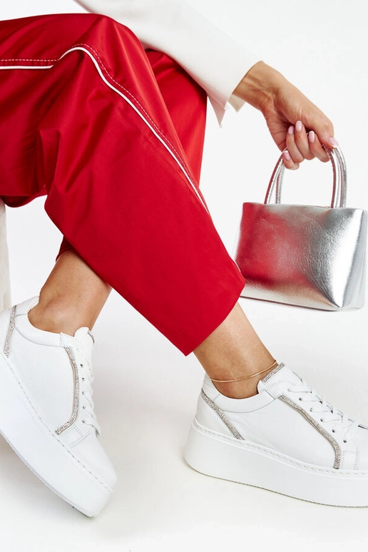 Weiße Leder-Sneaker mit Zirkonien Karino Weiße Leder-Sneaker mit Zirkonien Karino