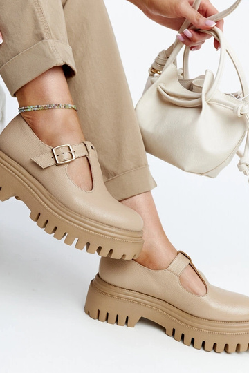 Dunkelbeige Leder-Schnürschuhe Karino 2