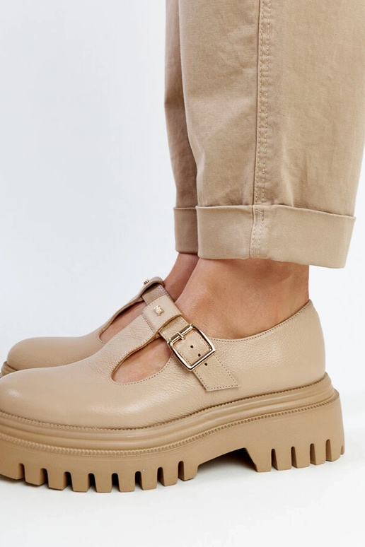 Dunkelbeige Leder-Schnürschuhe Karino Dunkelbeige Leder-Schnürschuhe Karino