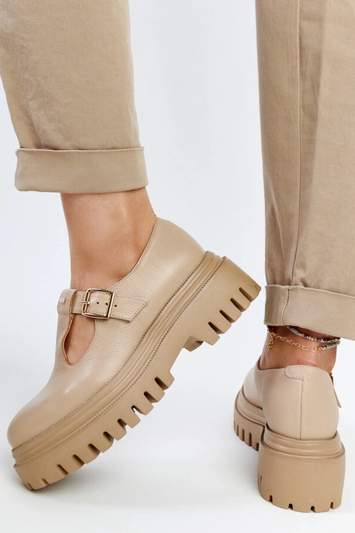 Donkerbeige leren veterschoenen Karino Donkerbeige leren veterschoenen Karino