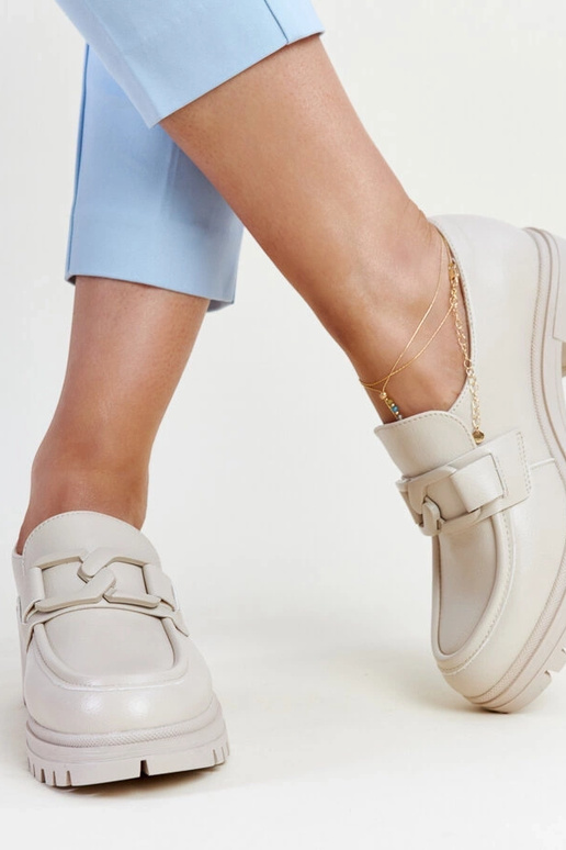 Beige Schnürschuhe mit...