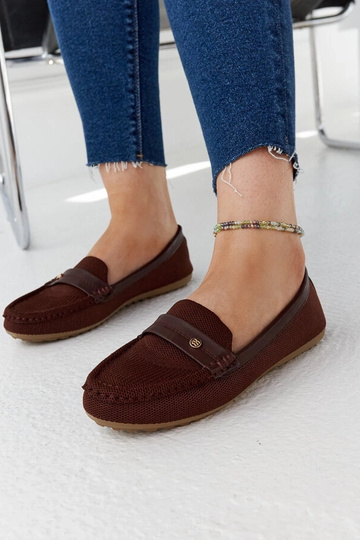 Mocassins en tissu marron Fombio