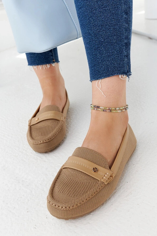 Beige stof mokkasiner Fombio