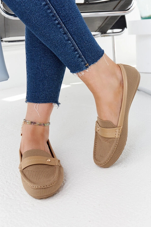 Beige stof mokkasiner Fombio