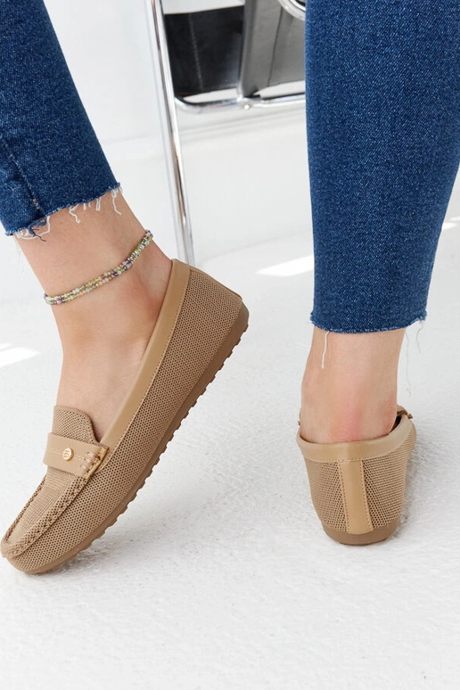 Beige stof mokkasiner Fombio