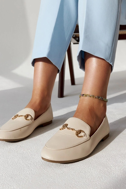 Beige Mokassins mit Schnalle Erminia Beige Mokassins mit Schnalle Erminia