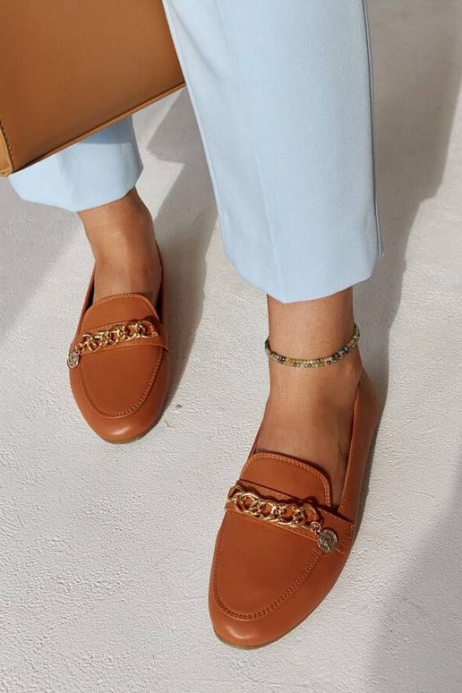 Mocassins à chaîne Scaletta Marron chaud Mocassins à chaîne Scaletta Marron chaud