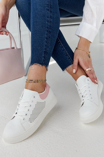 Hvide og lyserøde gennembrudte sneakers Semhar