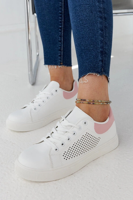 Weiße und rosa durchbrochene Sneakers...