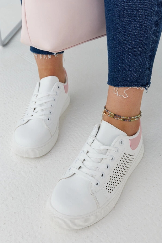 Weiße und rosa durchbrochene Sneakers...