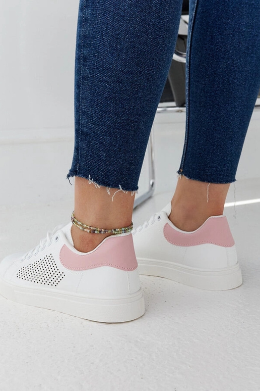 Weiße und rosa durchbrochene Sneakers...