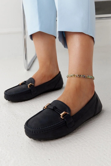 Marineblaue Scafati-Loafer mit mattem Finish