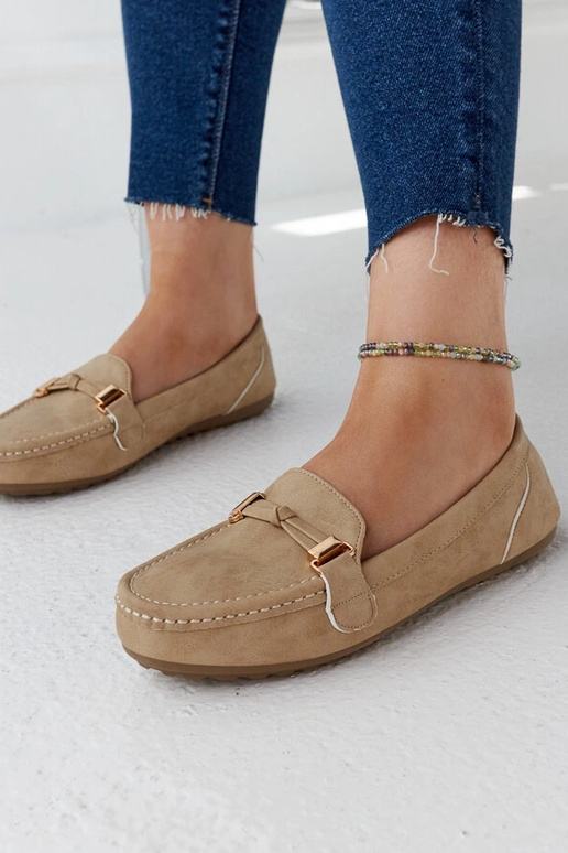 Beige Scafati loafers i mat finish Beige Scafati loafers i mat finish