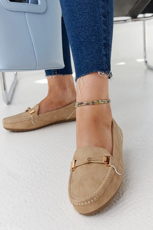 Beige Scafati loafers i mat finish Beige Scafati loafers i mat finish