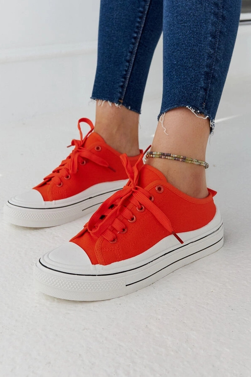 Orange Fiori Platform Sneakers
