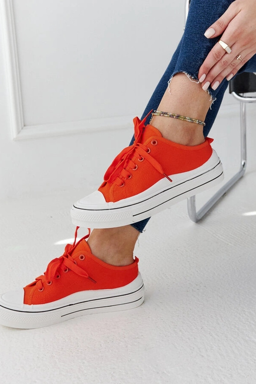 Orangefarbene Fiori Plateau-Sneakers