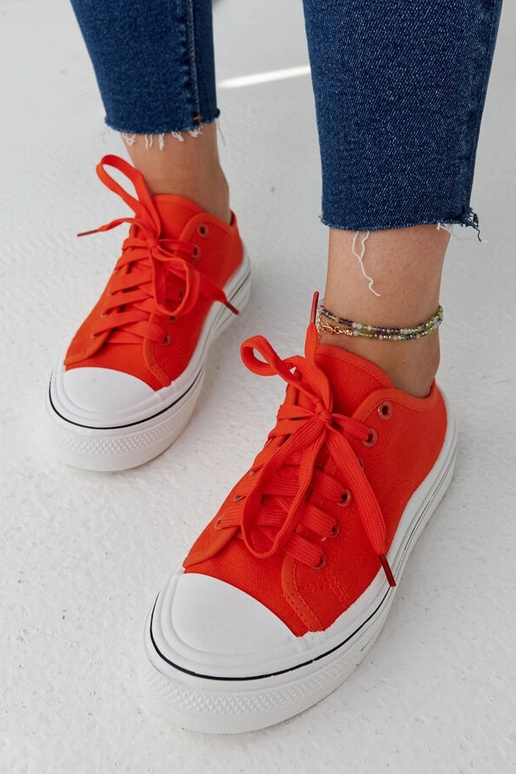 Orange Fiori Platform Sneakers