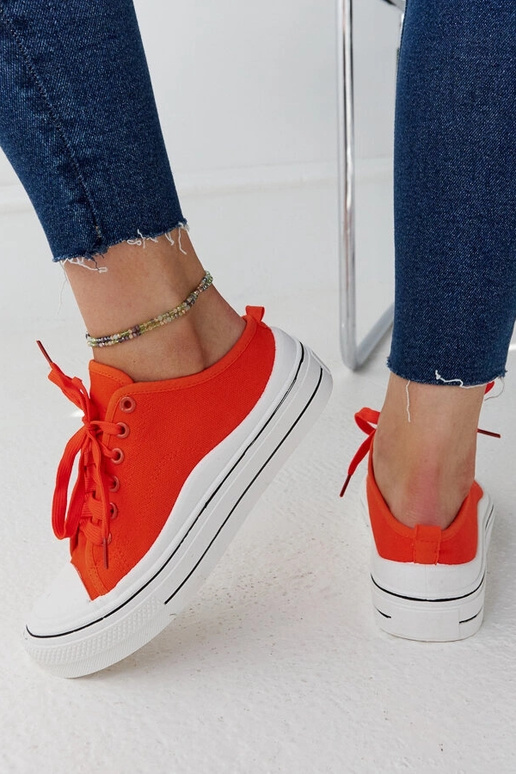 Orange Fiori Platform Sneakers