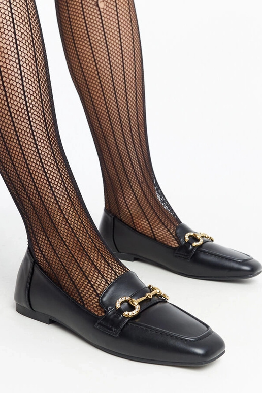 Schwarze Mokassins mit Areebah-Schnalle Schwarze Mokassins mit Areebah-Schnalle