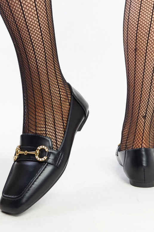 Schwarze Mokassins mit Areebah-Schnalle Schwarze Mokassins mit Areebah-Schnalle