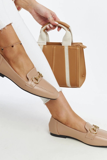 Beige Areebah Buckle Moccasins 2