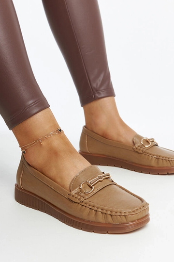 Anisah Dark Beige Spænde Mokkasiner