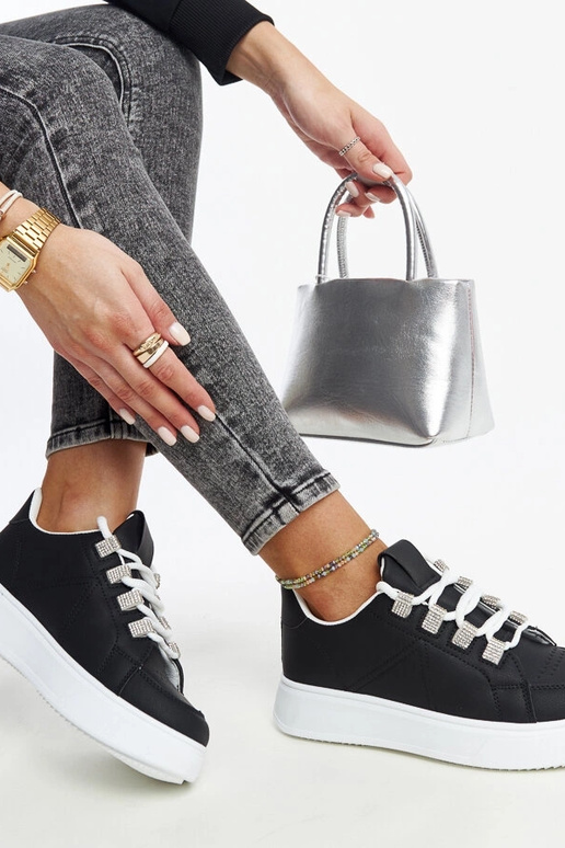 Schwarze Sneaker mit dicker Sohle Walida