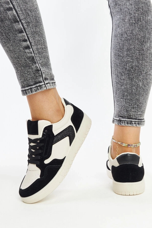 Juwan sort og hvid glitter sneakers