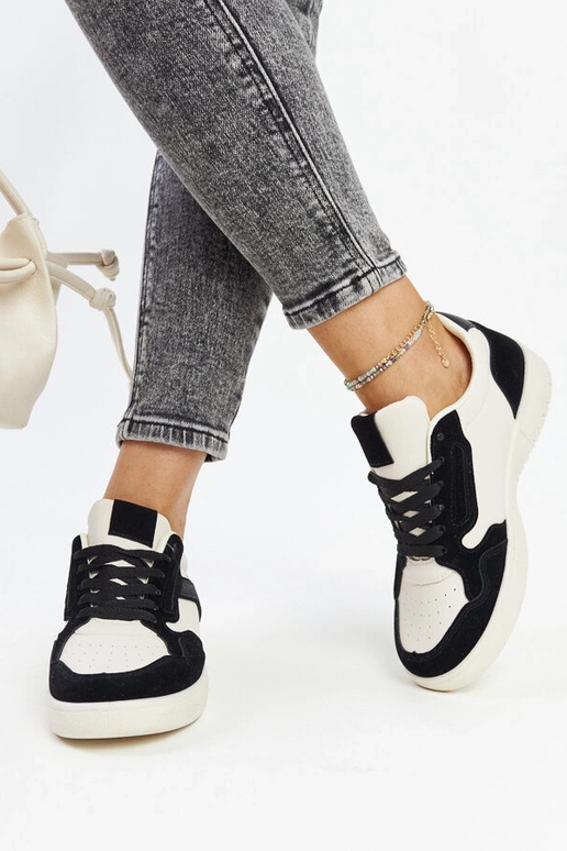 Juwan sort og hvid glitter sneakers