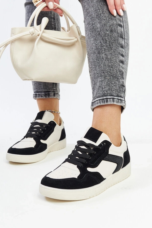 Juwan sort og hvid glitter sneakers