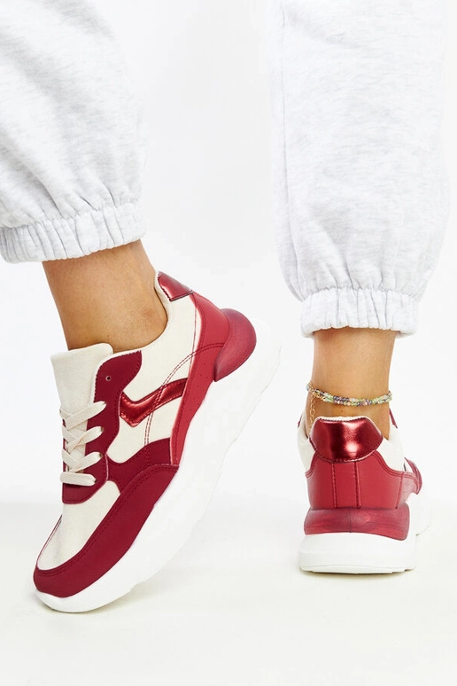 Beige og røde Nereida platform sneakers