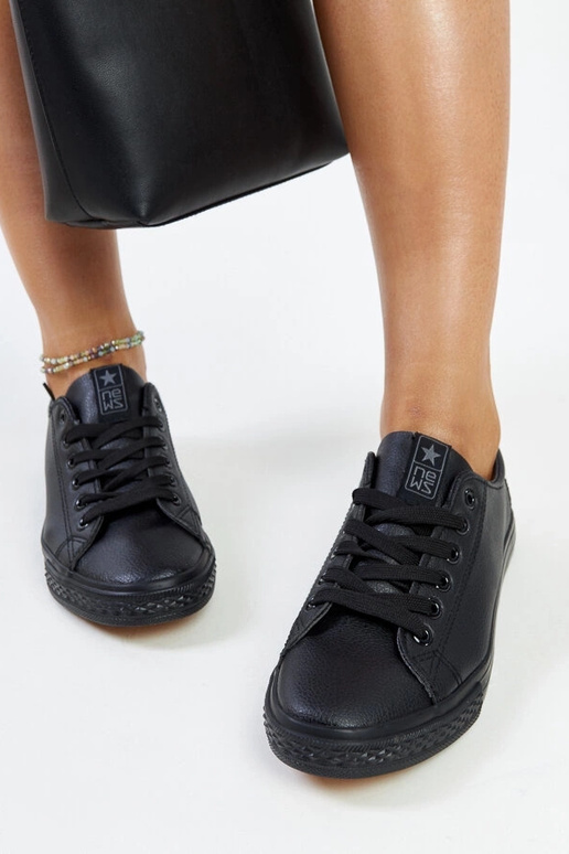 Schwarze Sneakers Luz aus Ökoleder