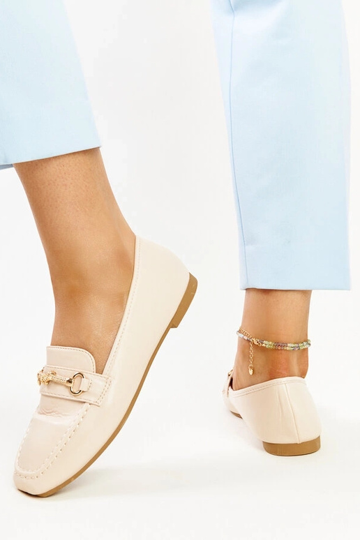 Mocassins décoratifs beige clair de...