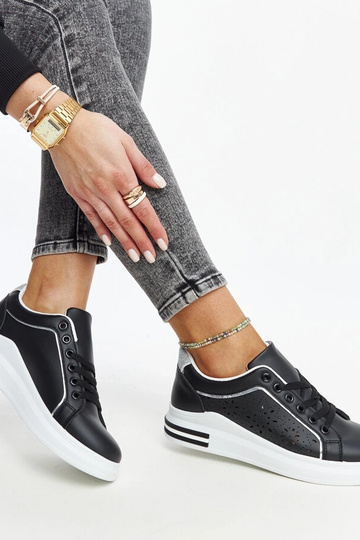 Sorte gennembrudte sneakers med glitter Zorka 2