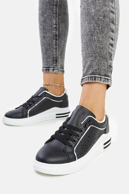 Sorte gennembrudte sneakers med...