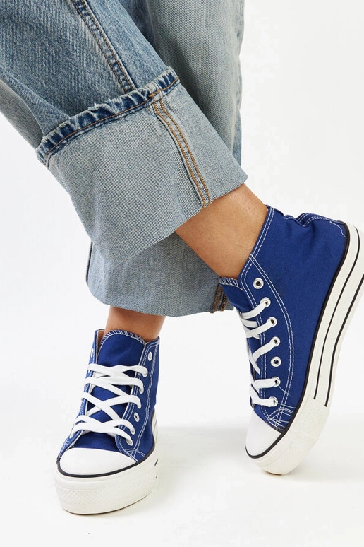 Blaue High-Top-Sneaker mit dicker...