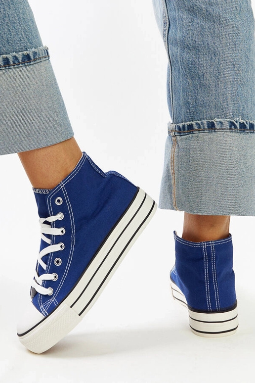Blaue High-Top-Sneaker mit dicker...
