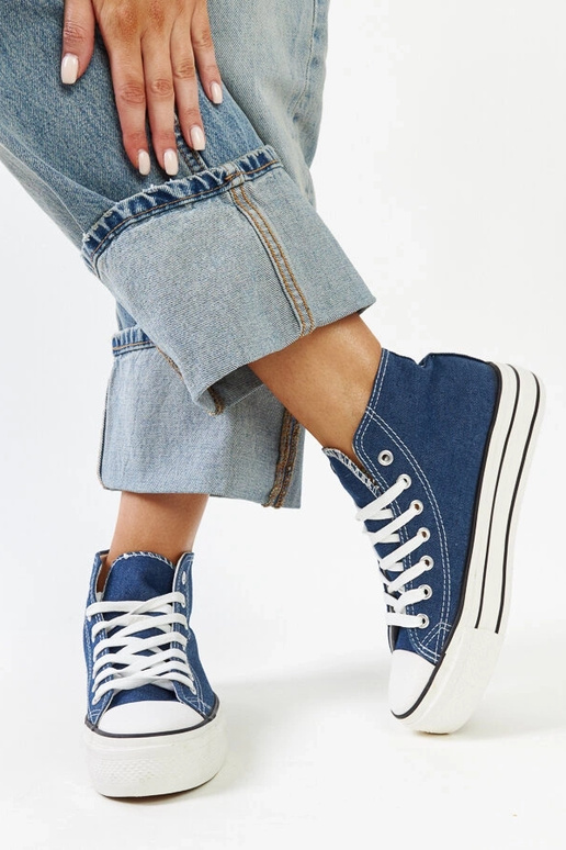 Denim High-Top-Sneaker mit dicker...