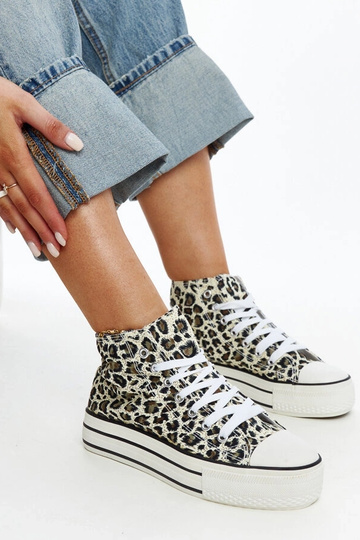 Hohe Leoparden-Sneaker mit...