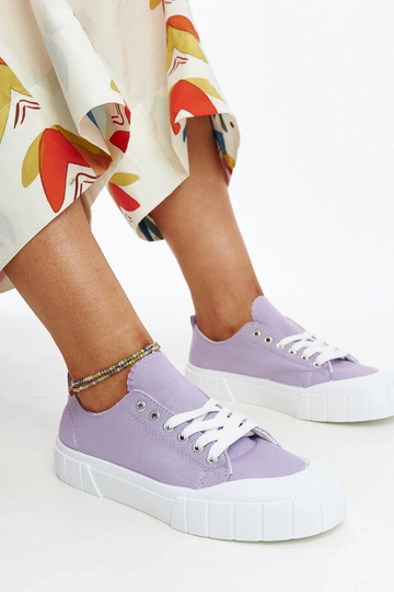 Lila Stoff-Sneakers von...