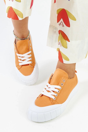 Eduards orangefarbene Stoff-Sneakers 2